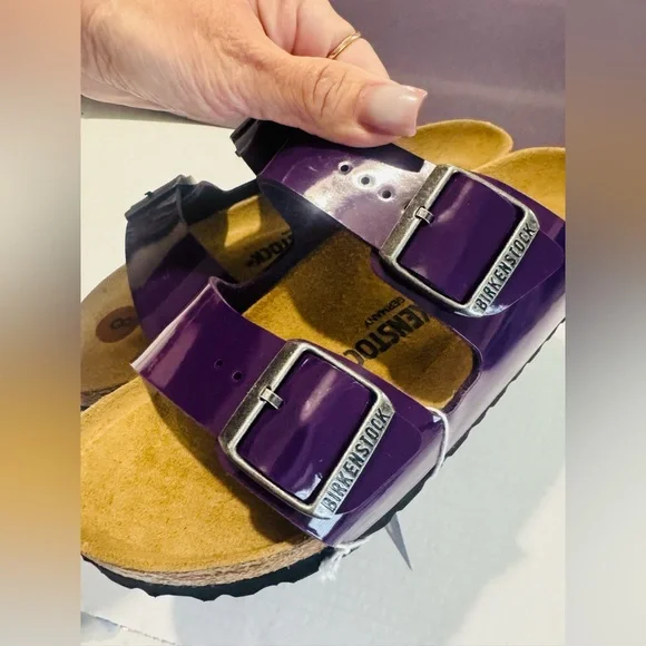 Birkenstock  Arizona  Purple  Patent sandals  Size 8 BNWT - Picture 8 of 9